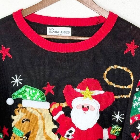 No Boundaries Black and Red Christmas Sweater - Picture 6 of 10